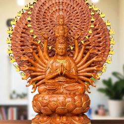 Tượng phật Thiên Thủ Thiên Nhãn bằng gỗ dát vàng